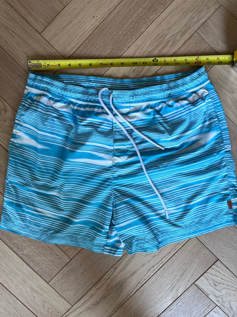 Missoni Sky Blue and White Striped Swim Trunks